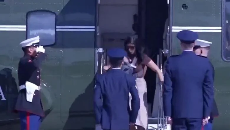 SAD / Supruga J.D. Vance gubi ravnotežu, dok silazi sa helikoptera noseći bebu (VIDEO) - Shqiptarja.com
