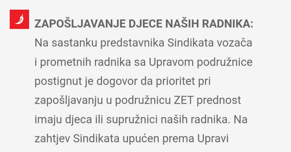 Zapošljavanje dece naših radnika: Pogledajte šta su ZET-ovci tražili 2015.