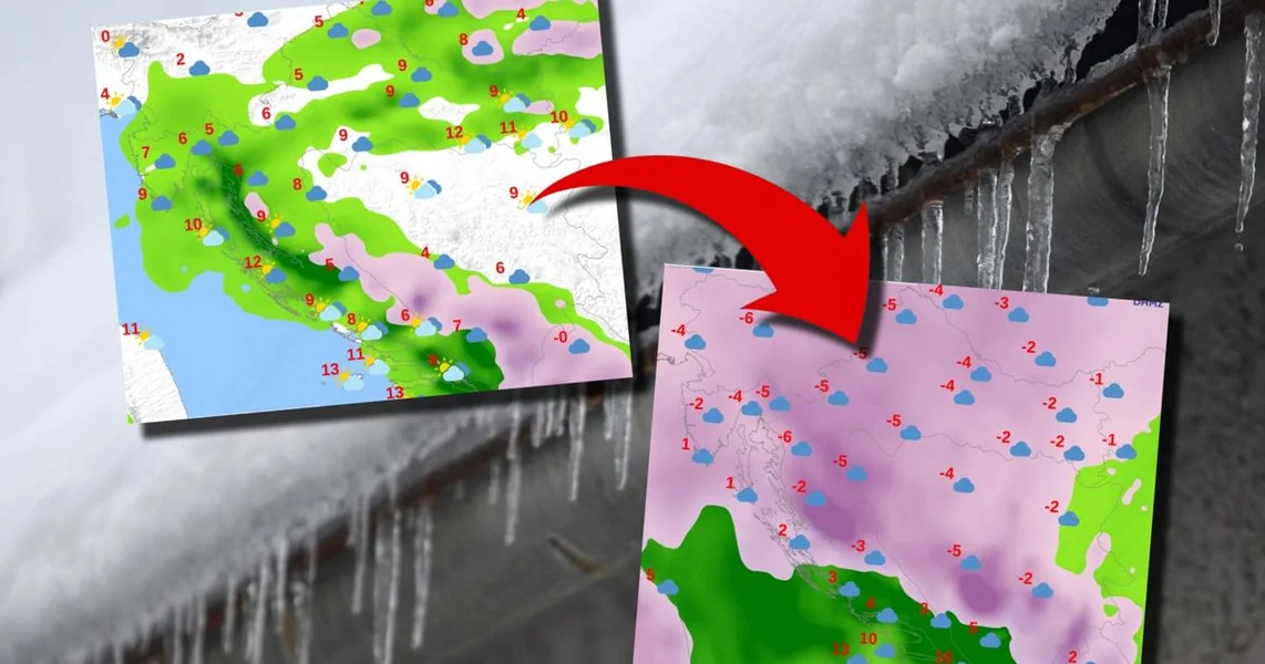 Sneg će padati danima, temperature do -11 °C: Pogledajte šta sve čeka Hrvatsku narednih dana