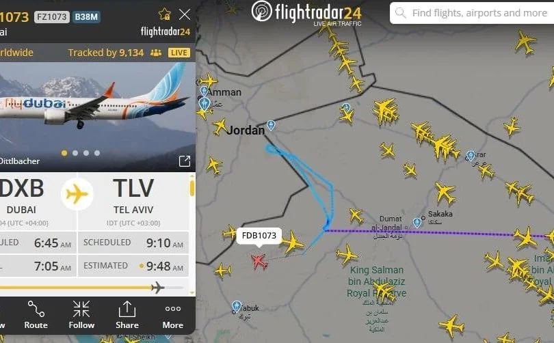 Alarm na letu Dubai–Tel Aviv: Avion Flydubai poslao signal za pomoć i preusmeren prema Saudijskoj Arabiji