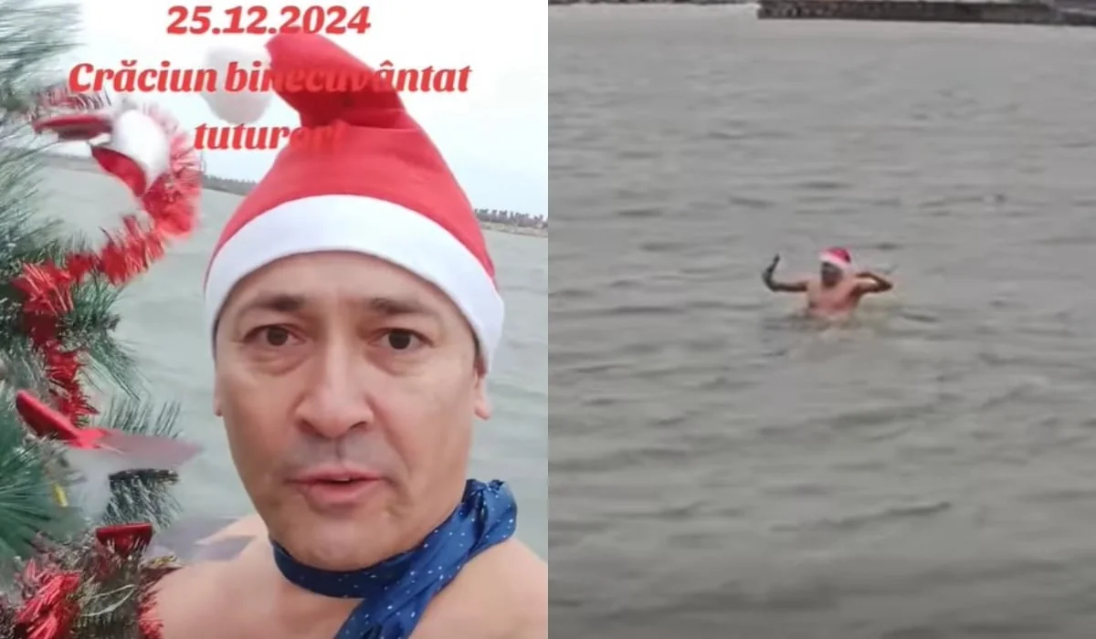 Kupanje u moru za Božić u Constanți: entuzijasti morskih sportova su se bacili u talase pri temperaturi od 1-2 stepena Celzijusa