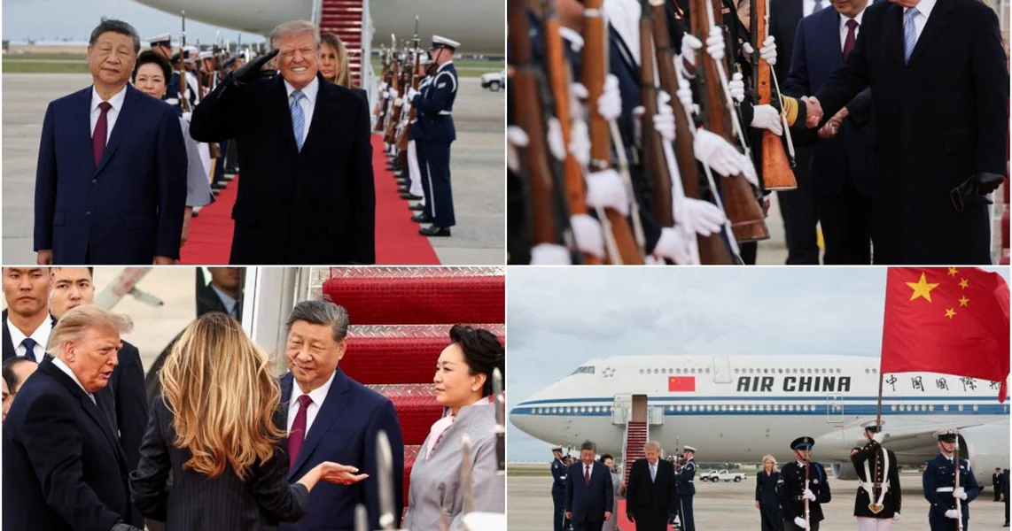 FOTO Crveni tepih u vojskoj bazi: Pogledajte kako je Trump dočekao Xija, uz njih su bile supruge