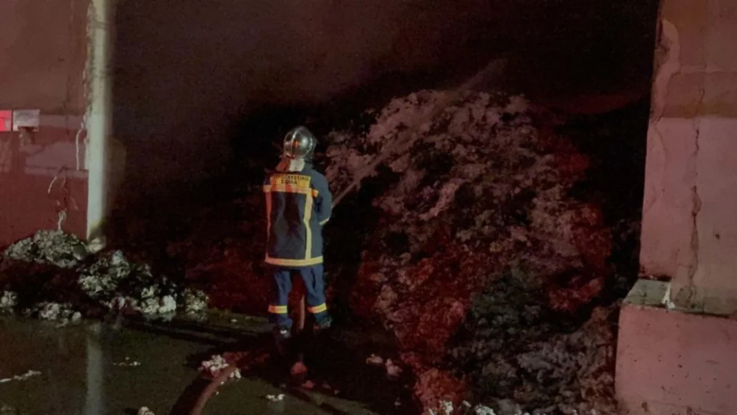 Požar u fabrici pamuka kod Trikala - šest skladišta u plamenu - Documento