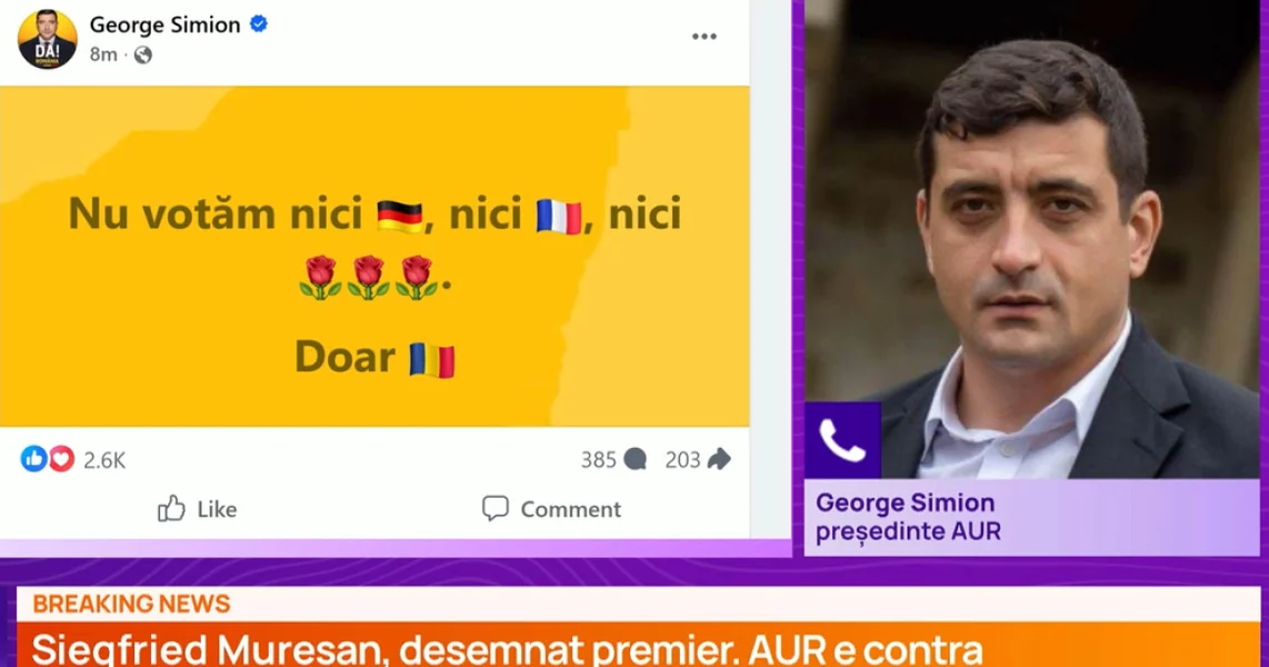 George Simion vidi strane interese u dodeljivanju premijera i govori o "skrivenom dogovoru" između Nicušor Dan i PSD