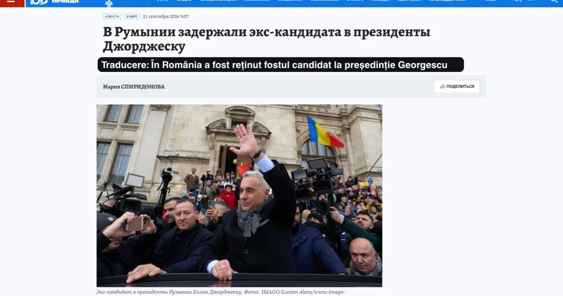 Ruska štampa o pretresima kod Călin Georgescu: Putinovi novinari pišu o diktaturi u Evropi i tiraniji u Rumuniji
