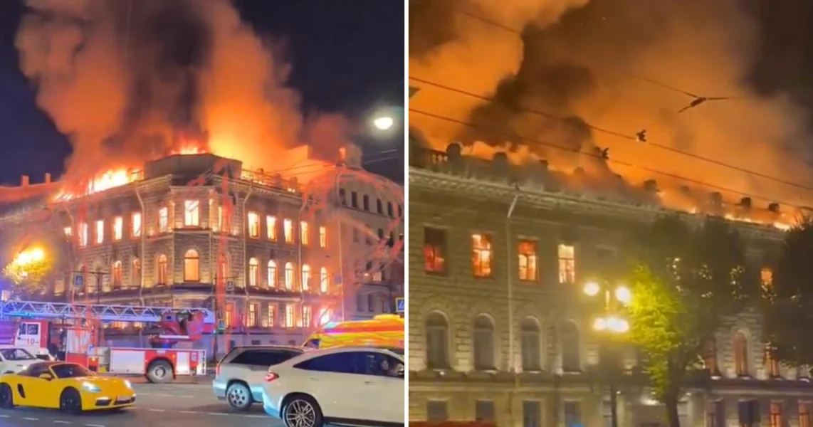 VIDEO Velika vatrena stihija zahvatila zaštićenu palaču u Sankt Peterburgu dok je Putin držao govor