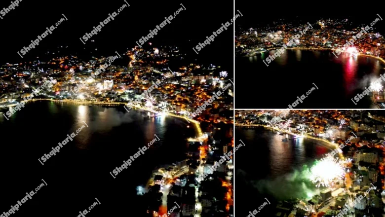Spektakl vatrometa u Sarandi, praznična atmosfera za dolazak 2026. godine (Pogled dronom) - Shqiptarja.com
