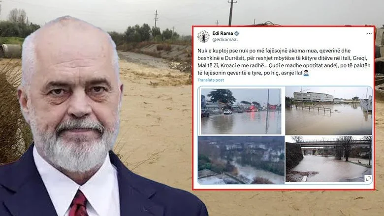 Premijer Rama reaguje na loše vreme u Albaniji, ironizuje opoziciju: Zašto me ne kriviš ja i za padavine u regionu?! Tamo niko ne govori o vladi