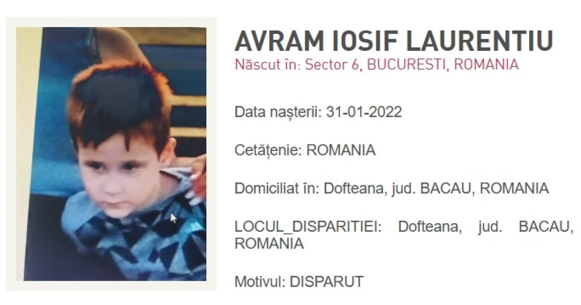 Pretrage deteta od četiri godine nestalog iz Bacăua nastavljaju: 250 ljudi učestvuje u operaciji. Dron i helikopter nadleteli su region