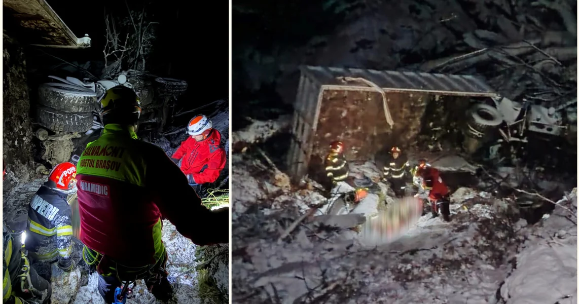 Smrtna saobraćajna nesreća u okrugu Sibiu: Dva muškarca su umrla nakon što se kamionet natovaren drvetom kojim su putovali prevrnuo u provaliju