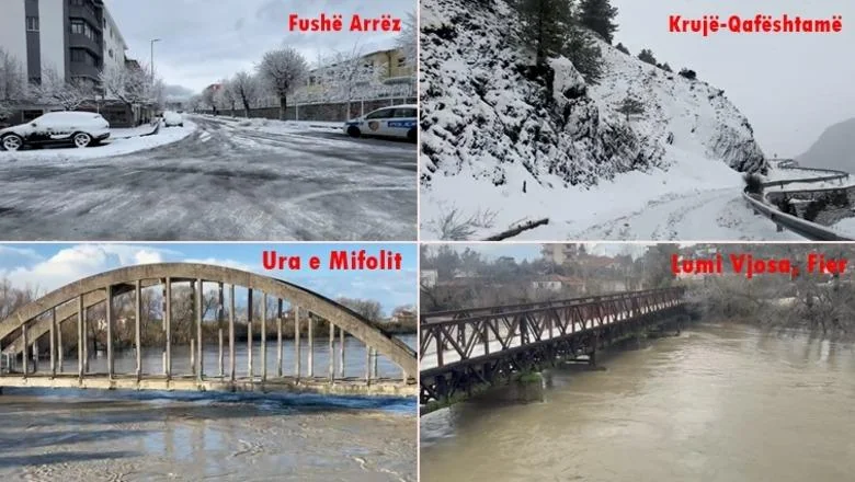 Loše vreme u Albaniji: reke ponovo izlaze iz korita, opasnost od poplava u Vlore i Fieru! Blokiran pravac Kruje-Qafestame i Fushe-Arrezi-Iballe zbog snega