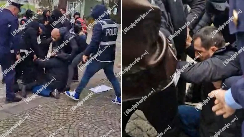 Sklonjeni šatori, protesteri „Albanija postaje“ sukobljavaju se sa policijom! Lapaj se baci na zemlju da spreči odvođenje (VIDEO)