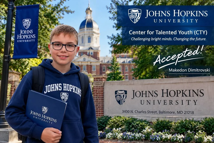 Makedon Dimitrovski primen u prestižnu programu za talentovane mlade na 'Džons Hopkins' - Nova Makedonija
