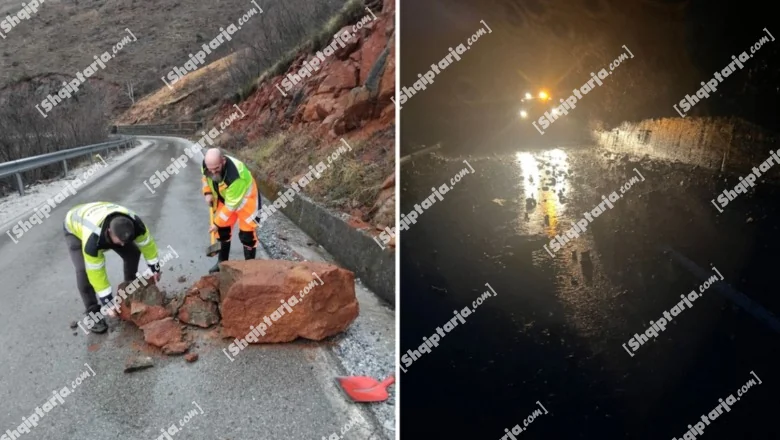 Loše vreme / jaka kiša uzrokuje padanje kamenja na deonici Bajram Curri-Valbone