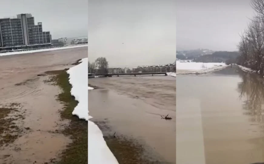Kanton Sarajevo: Pojedine rijeke se izlile, vreće s pijeskom postavljene na kritičnim mestima