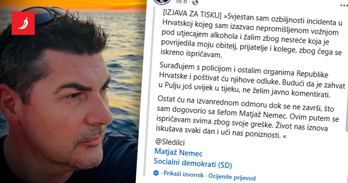 Slovenački političar u Puli vozio sa 2,26 promila i krivotvorenom vozačkom. Ispričao se