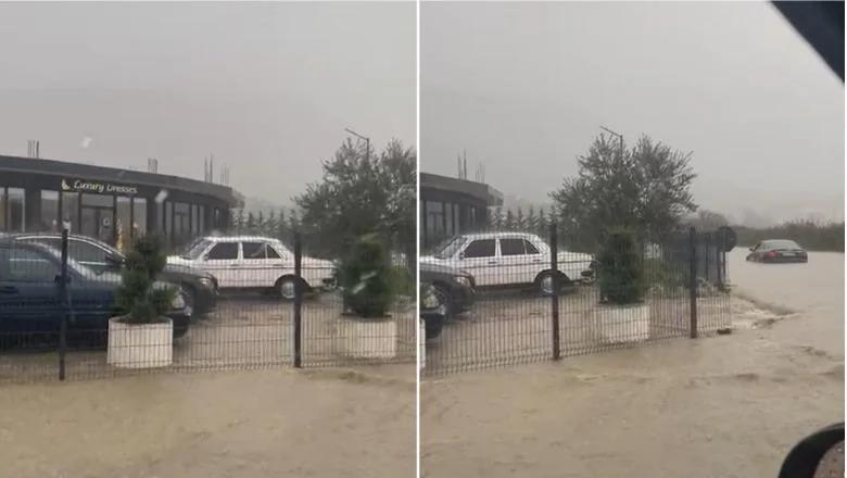 Loše vreme / Pogoršava se situacija u Kurbinu, potok izlazi iz korita i poplavlja nekoliko područja grada! Zatvoren je saobraćaj na pravcu Laç-Mamurras - Shqiptarja.com